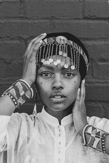 Grayscale Photo of Woman With Headband