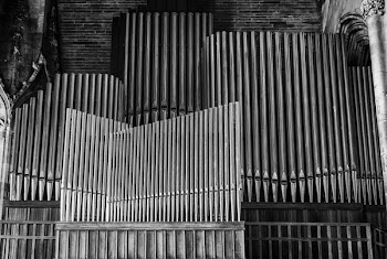 Grayscale Photo Piano Tubes