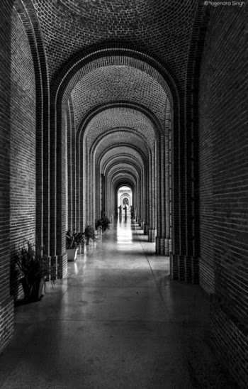 Grayscale Photograph of Hall