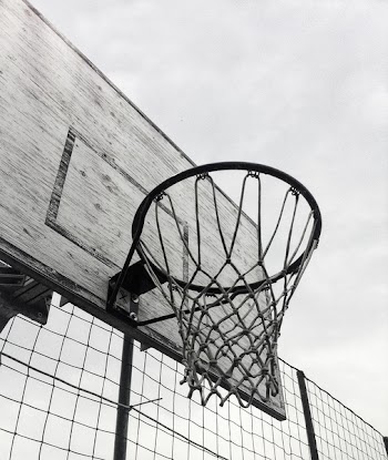 Grayscale Photography of Basketball Hoop