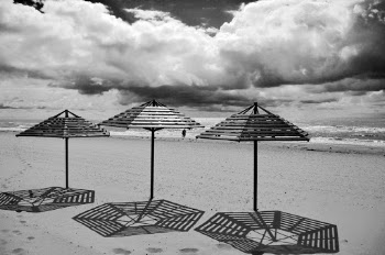 Grayscale Photography of Beach Hats