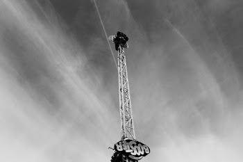 Grayscale Photography of Booster Crane