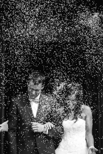 grayscale photography of bride and groom