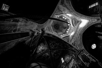Grayscale Photography of Buildings Ceiling