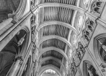Grayscale Photography of Cathedral Interior