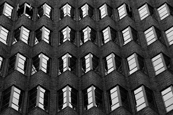 grayscale photography of city building