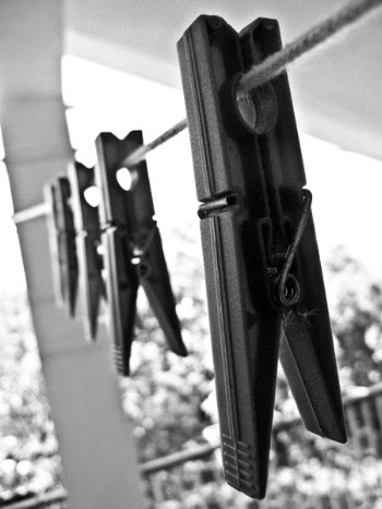 Grayscale Photography of Clothespins