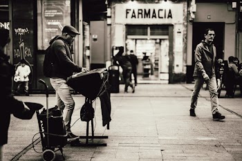 Grayscale Photography of Farmacia Store Front
