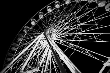 Grayscale Photography of Ferris Wheel