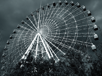 Grayscale Photography of Ferris Wheel