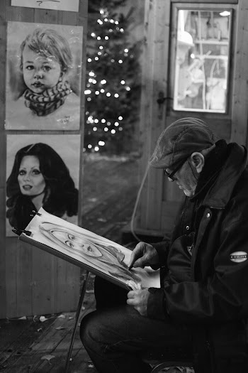 Grayscale Photography of Man Painting of Woman Sketch