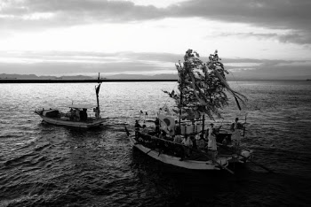 Grayscale Photography of People on Watercrafts
