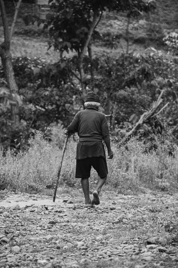 Grayscale Photography of Person Holding Stick