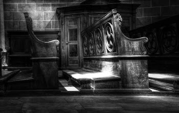 Grayscale Photography of Pew Chair