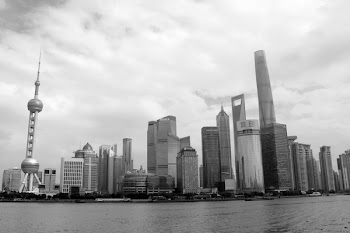 Grayscale Photography of Shanghai Skyline