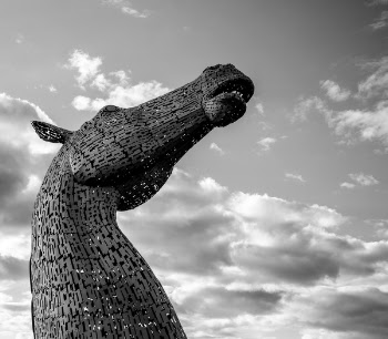 Grayscale Photography of the Kelpies