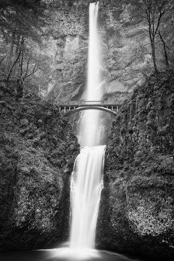 Grayscale Photography of Waterfalls
