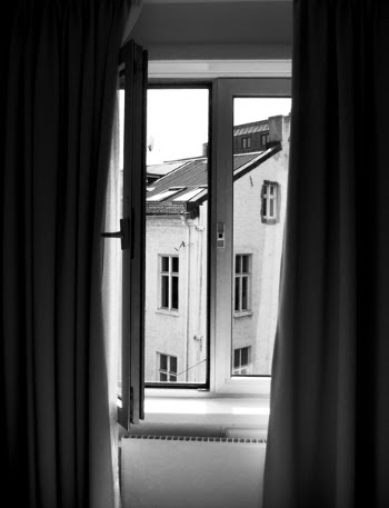 Grayscale Photography of Window Curtain and Window
