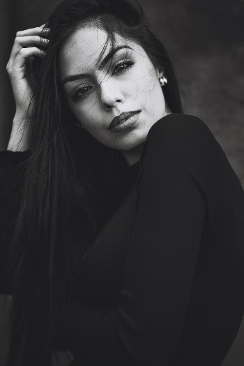 Grayscale Photography of Woman Wearing Long-sleeved Top