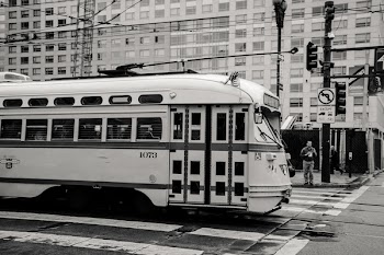 Grayscaled Photo of Train