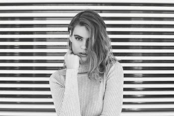 grayscaled photo of woman