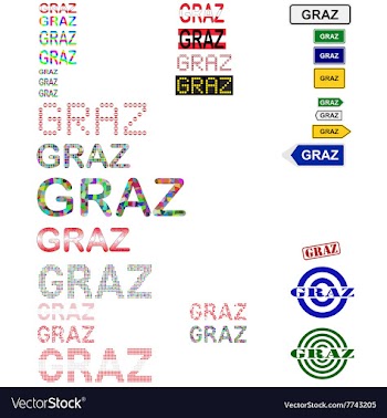 Graz text design set vector image