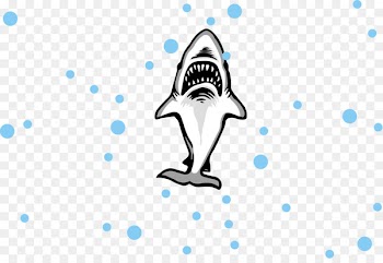 Great white shark T-shirt Logo - Cartoon sharks and bubbles 