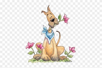 Greatdane - Dog With Flower Clipart