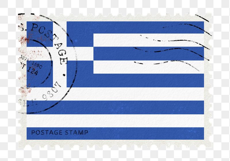 Greece flag png post stamp | Free PNG - rawpixel
