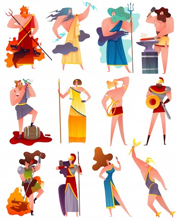Greece mythology cartoon set Free Vector