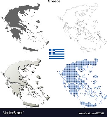 Greece outline map set vector image