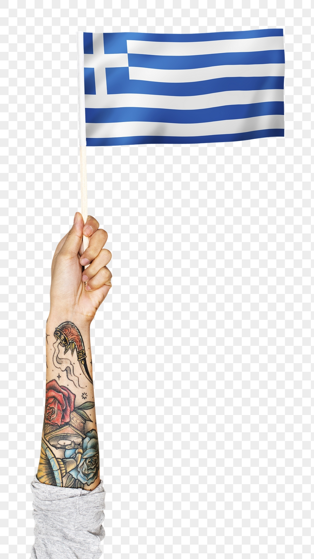 Greece's flag png in tattooed | Free PNG - rawpixel