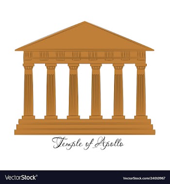 Greece temple of apollo outline flat icon vector image
