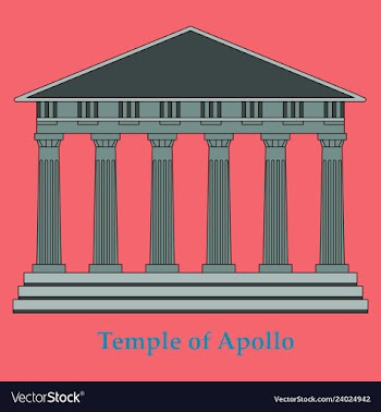 Greece temple of apollo outline flat icon vector image