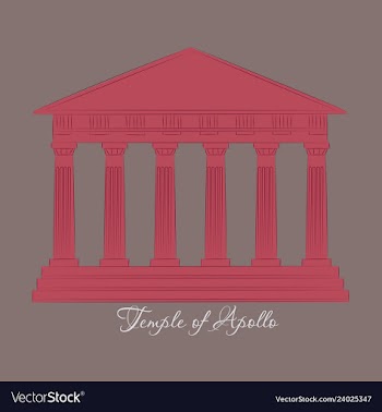 Greece temple of apollo outline flat icon vector image