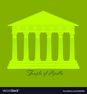 Greece temple of apollo outline flat icon vector image