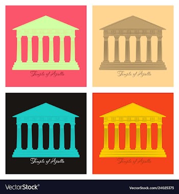 Greece temple of apollo outline flat icon vector image