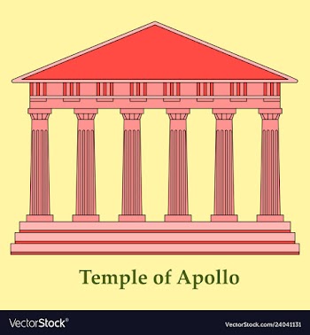 Greece temple of apollo outline flat icon vector image