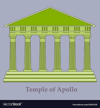 Greece temple of apollo outline flat icon vector image