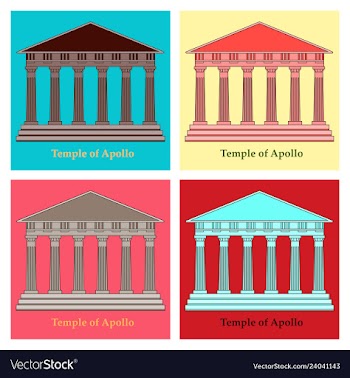 Greece temple of apollo outline flat icon vector image
