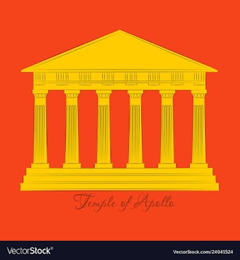 Greece temple of apollo outline flat icon vector image