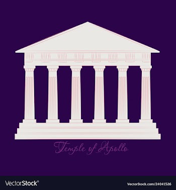 Greece temple of apollo outline flat icon vector image