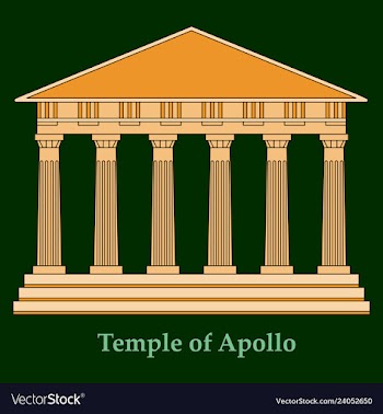 Greece temple of apollo outline flat icon vector image