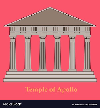 Greece temple of apollo outline flat icon vector image