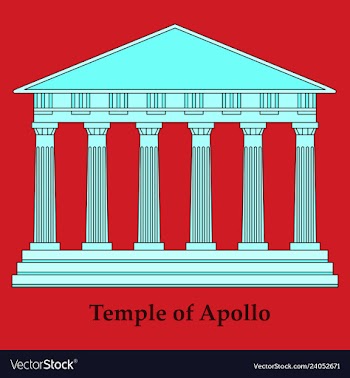 Greece temple of apollo outline flat icon vector image