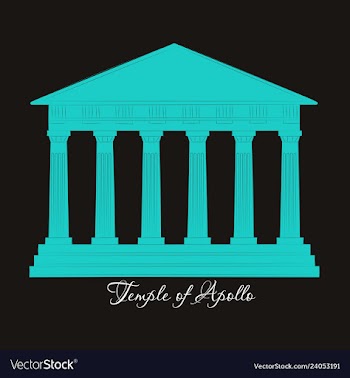 Greece temple of apollo outline flat icon vector image