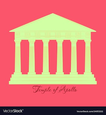 Greece temple of apollo outline flat icon vector image