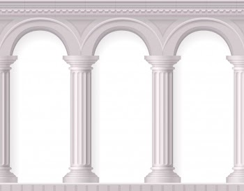 Greek and realistic antique white columns composition with white ancient arches Free Vector