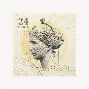 Greek woman sculpture post stamp | Free PSD - rawpixel