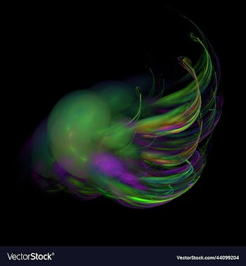 green abstract element on black background